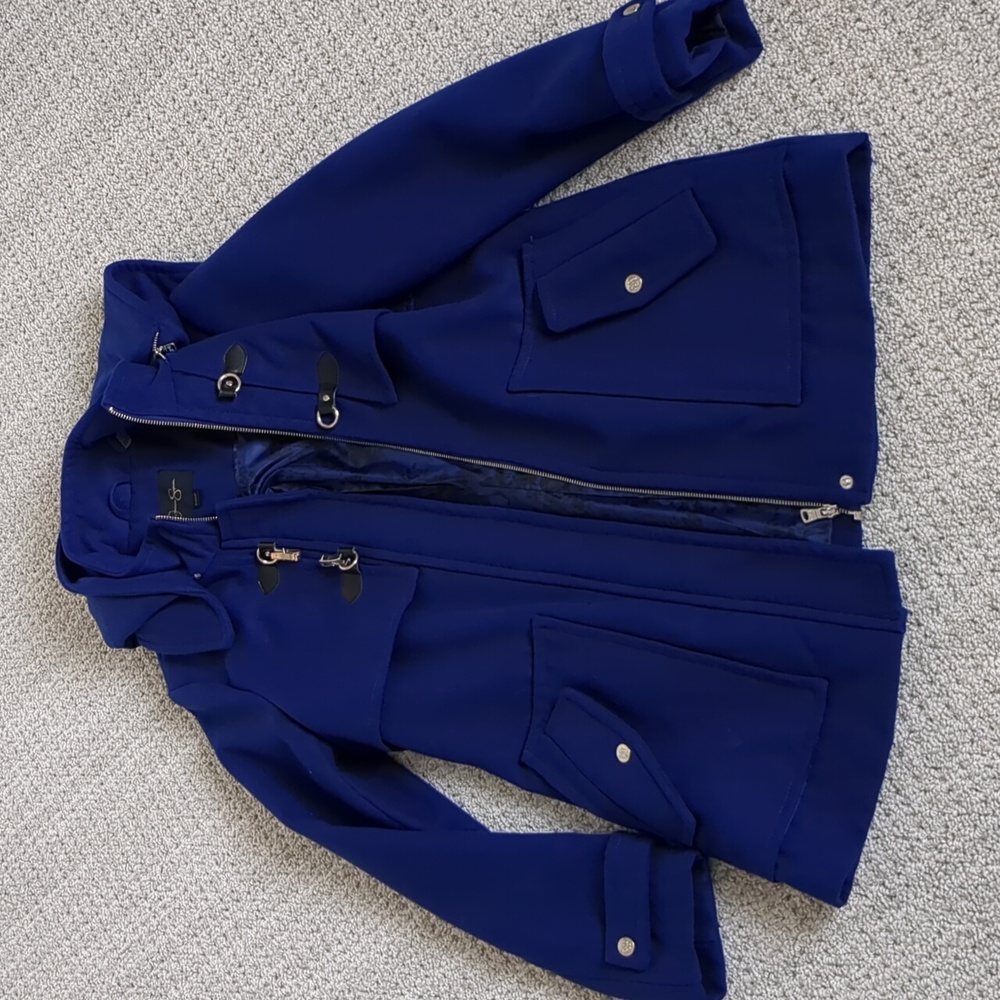 Jessica Simpson Toggle Coat with removable hood in Cobalt Blue size Small